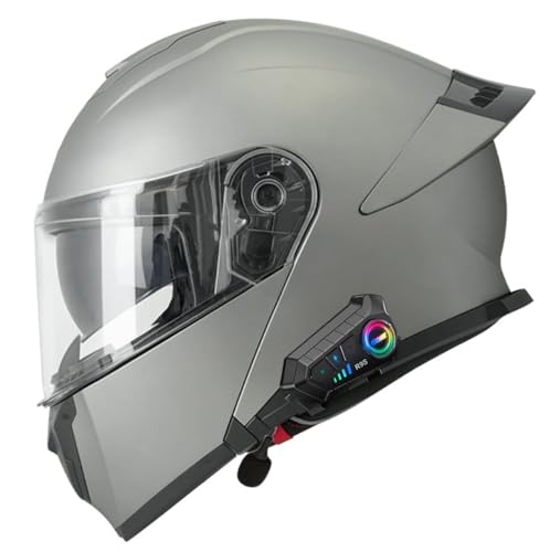 Motorradhelm Klapphelm Integrierter mit Bluetooth Doppelvisier Modularer Helm Mit Gesichtsmaske Geliefert DOT/ECE Zertifiziert Motorradhelm Abnehmbares Futter 1,3XL=65~66cm von YMCXZDP