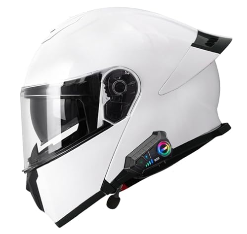 Motorradhelm Klapphelm Integrierter mit Bluetooth Doppelvisier Modularer Helm Mit Gesichtsmaske Geliefert DOT/ECE Zertifiziert Motorradhelm Abnehmbares Futter 2,3XL=65~66cm von YMCXZDP