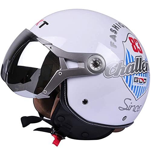 Unisex Retro Jethelm Motorradhelm Rollerhelm Sturzhelm Halbschalenhelm Chopper Scooter-Helm Halbhelm Moped Mofa-Helm mit Visier ECE Zertifizierung für Damen Herren Erwachsene B,L von YMCXZDP