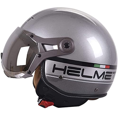 Unisex Retro Jethelm Motorradhelm Rollerhelm Sturzhelm Halbschalenhelm Chopper Scooter-Helm Halbhelm Moped Mofa-Helm mit Visier ECE Zertifizierung für Damen Herren Erwachsene C,M von YMCXZDP