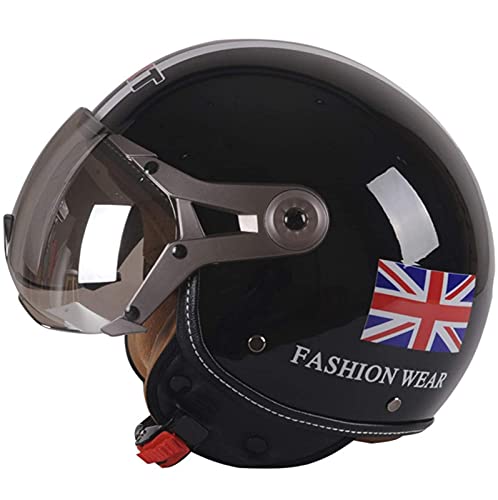 Unisex Retro Jethelm Motorradhelm Rollerhelm Sturzhelm Halbschalenhelm Chopper Scooter-Helm Halbhelm Moped Mofa-Helm mit Visier ECE Zertifizierung für Damen Herren Erwachsene G,XL von YMCXZDP