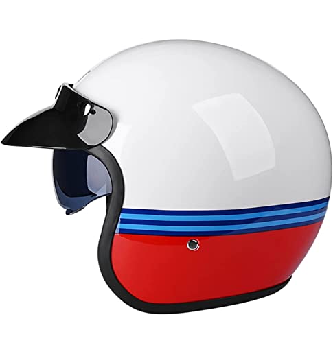 Vintage Deluxe“ · Jet-Helm · Motorrad-Helm Roller-Helm Scooter-Helm Moped Mofa-Helm Halbhelme Chopper Retro Vespa Pilot Biker Mit Visier ECE Genehmigt Für Erwachsene Männer Frauen 1,M von YMCXZDP