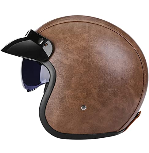 Vintage Deluxe“ · Jet-Helm · Motorrad-Helm Roller-Helm Scooter-Helm Moped Mofa-Helm Halbhelme Chopper Retro Vespa Pilot Biker Mit Visier ECE Genehmigt Für Erwachsene Männer Frauen 10,L von YMCXZDP