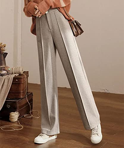 Damen Hose Mit Weitem Bein - Anzughose Mit Hoher Taille, Herbst Und Winter, Verdickte, Warme, Lässige, Gerade Beinhose, Superweiche, Vielseitige, Elegante Hose, Dehnbare, Locker Sitzende Sporthose, Damen Hose Mit Weitem Bein - Anzughose Mit Hoher Taille, Herbst Und Winter, Verdickte, Warme, Lässige, Gerade Beinhose, Superweiche, Vielseitige, Elegante Hose, Dehnbare, Locker Sitzende Sporthose, von YMXCNM