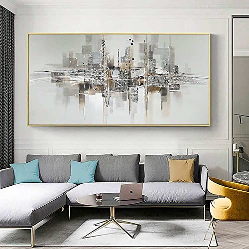 Ölbilder Auf Leinwand Handgemalt,100% Handgemalte Extra Große Kunstwerke, Abstraktes Stadtbild Ölgemälde Auf Leinwand Wandkunst Rahmenlose Bilddekoration Für Live Room Home, 60X120Cm (23.6X47.2Inch) Ölbilder Auf Leinwand Handgemalt,100% Handgemalte Extra Große Kunstwerke, Abstraktes Stadtbild Ölgemälde Auf Leinwand Wandkunst Rahmenlose Bilddekoration Für Live Room Home, 60X120Cm (23.6X47.2Inch) von YMXCNM