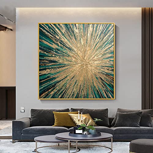 Ölbilder Auf Leinwand Handgemalt,Großes Modernes 100 % Handgemaltes Kunstwerk Auf Leinwand, Goldene Ölgemälde, Wandkunst, Griffbereit, Für Wohnzimmer, Schlafzimmer, Heimdekoration, 80 X 80 Cm (3 von YMXCNM