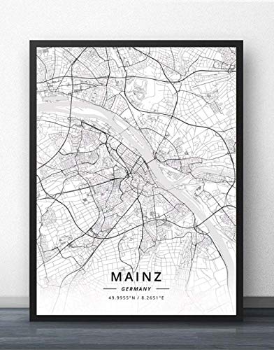 YMXCNM Leinwand Bilder, Mainz Stadtplan Drucke Poster Wandmalerei Retro Kunst Malerei Rechteck Bilder Pop Artwork Für Wohnzimmer Schlafzimmer Home Decor, 20X30 cm / 7.87X11.81 In YMXCNM Leinwand Bilder, Mainz Stadtplan Drucke Poster Wandmalerei Retro Kunst Malerei Rechteck Bilder Pop Artwork Für Wohnzimmer Schlafzimmer Home Decor, 20X30 cm / 7.87X11.81 In von YMXCNM