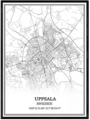 YMXCNM Leinwand Bilder, Uppsala Schweden Karte Poster Drucke Kunstwerk Ungerahmte Bilder Moderne Schwarz-Weiß-Gemälde Souvenir Geschenk Home Decor, 50X70Cm / 19.68X27.55 In YMXCNM Leinwand Bilder, Uppsala Schweden Karte Poster Drucke Kunstwerk Ungerahmte Bilder Moderne Schwarz-Weiß-Gemälde Souvenir Geschenk Home Decor, 50X70Cm / 19.68X27.55 In von YMXCNM
