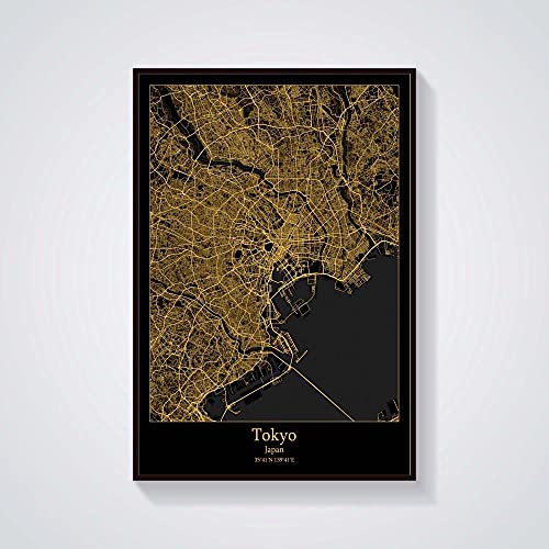 YMXCNM Tokio Japan Stadtplan Leinwand Bilder Moderne Schwarzgold Poster Kunstwerk Ungerahmte Bilder Drucke Personalisierung Gemälde Souvenir Geschenk Wohnkultur, 70X100Cm / 27.55X39.37 In YMXCNM Tokio Japan Stadtplan Leinwand Bilder Moderne Schwarzgold Poster Kunstwerk Ungerahmte Bilder Drucke Personalisierung Gemälde Souvenir Geschenk Wohnkultur, 70X100Cm / 27.55X39.37 In von YMXCNM