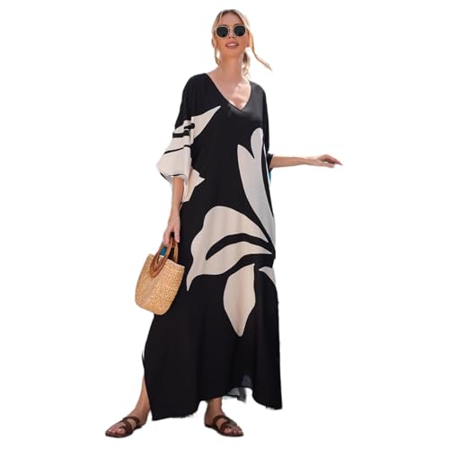 YMXQUP Frauen Kaftan Kleid In Voller Länge Badeanzug Überwurf Kaftan Druck Strand Überwurf Kleid von YMXQUP