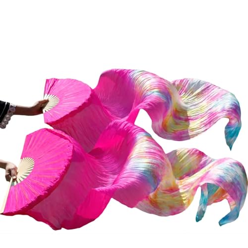 YMYGCC Fächerschleier Chinesische Seidenschleier-Tanzfächer, Paar Bauchtanzfächer, gemischte Farben 66 (Color : Auburn, Size : S-120cm-1pair(2pcs)) von YMYGCC