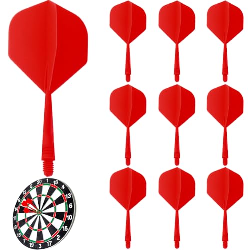 YNNHUDEEP Dart Flights mit Schaft - 10 Stück 80 mm Kunststoff Standard Dart Zubehör für Darts Dartpfeil Spiel - Rot YNNHUDEEP Dart Flights mit Schaft - 10 Stück 80 mm Kunststoff Standard Dart Zubehör für Darts Dartpfeil Spiel - Rot von YNNHUDEEP