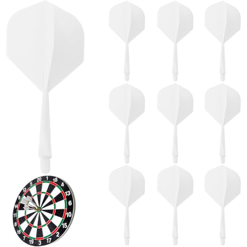 YNNHUDEEP Dart Flights mit Schaft - 10 Stück,80 mm Kunststoff Standard Dart Zubehör für Darts Dartpfeil Spiel - White von YNNHUDEEP