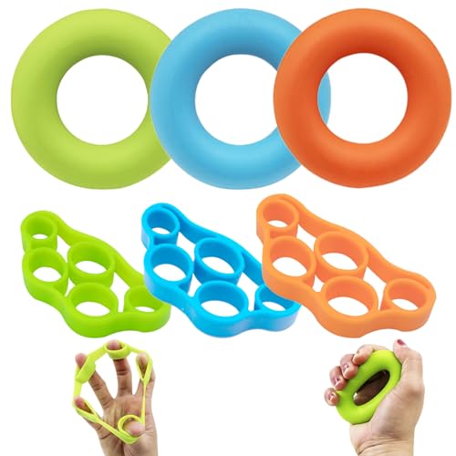 Finger Handgrifftrainer Silikon Handgelenk Trainer Ring Handgriff Trainer Finger Extensor Exerciser Unterarm Finger Handgrifftrainer Silikonringe für Muskeltraining Klettern Bouldern Fitness 6 Stücke von YNR