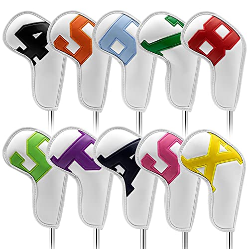 Driver Headcover,Golf Headcover,Golfschlägerhaube Golf-Eisenkopfabdeckungen Eisen Headovers Keile Abdeckungen 4-9 Aspx 10pcs Golfventilator liefert(C) von YNZUNMY