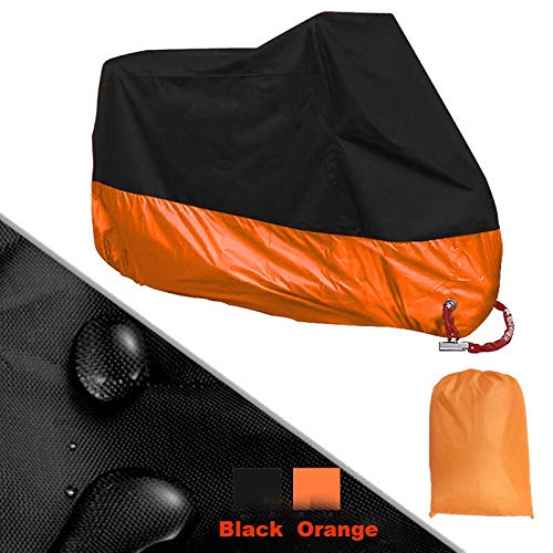 Motorrad Abdeckplane,Motorradabdeckung Outdoor Neue Ankunfts-Wasserdichte Motorrad Cover Outdoor-UVschutz Fahrrad Regen Staub Prävention Motorrad Motor-Moped-Roller-Abdeckung M-4XL(Orange,XL for 201cm von YNZUNMY