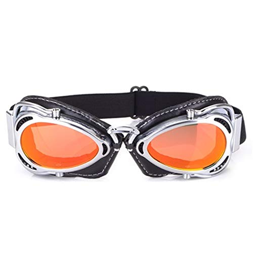 YNZUNMY Motocross Brille,Motorradbrille,Crossbrille MTB-Biker-Goggles Motorrad-Goggle-Sonnenbrillen-Roller Moto Aviateur-Weinlese-Gläser Motocross Goggle(Silver Red) von YNZUNMY