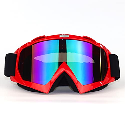 YNZUNMY Motocross Brille,Motorradbrille,Crossbrille Mode Motorrad Motocross Off-Road Gläser Racing Dirt Bike Anti-UV-Helm-Goggle(Red Frame) von YNZUNMY