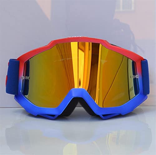 YNZUNMY Motocross Brille,Motorradbrille,Crossbrille Motocross Goggles MTB Gläser Off Road Dirt Bike Motorrad Helme Goggles Ski Sport Gläser Mountainbikebrillen(Red Blue) von YNZUNMY