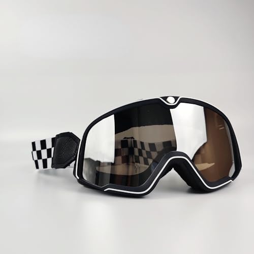 YNZUNMY Motocross Brille,Motorradbrille,Crossbrille Motorrad Brille Retro Motocross Brille Roller ATV Skifahren Sonnenbrille Brillen Cafe Racer Chopper Radfahren Racing(BL-Silver) von YNZUNMY