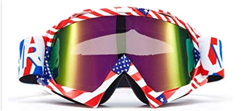 YNZUNMY Motocross Brille,Motorradbrille,Crossbrille Motorradbrillen abseits der Straße Dirt Bike Staubdicht Rennmotorrad Gläser Anti Wind Eyewear Brille(LA055 R) von YNZUNMY