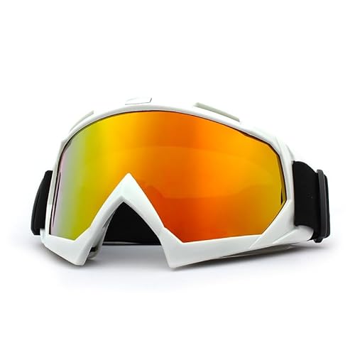 YNZUNMY Motocross Brille,Motorradbrille,Crossbrille Skibrille, Winddicht, Radfahren, Motorradbrille, Winter, Antibeschlag, Snowboard, Skibrille, Skibrille, Sonnenbrille(White-Orange) von YNZUNMY