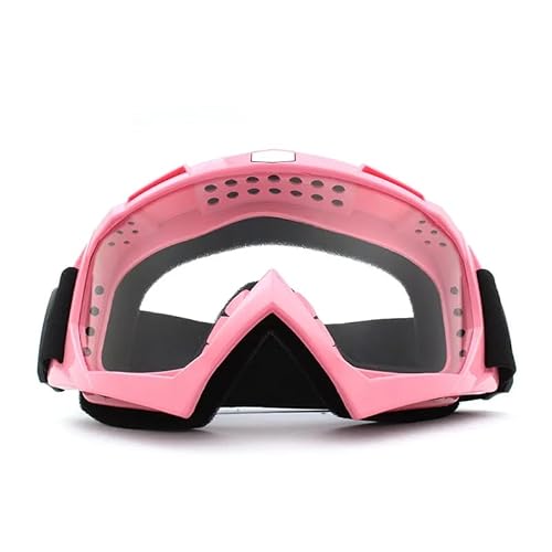 YNZUNMY Motocross Brille,Motorradbrille,Crossbrille Skibrille, transparent, Winddicht, Motorradbrille, Radfahren, Sonnenbrille, HD, Antibeschlag, Schneebrille, Outdoor-Sport, Skibrille(Clear-Pink) von YNZUNMY