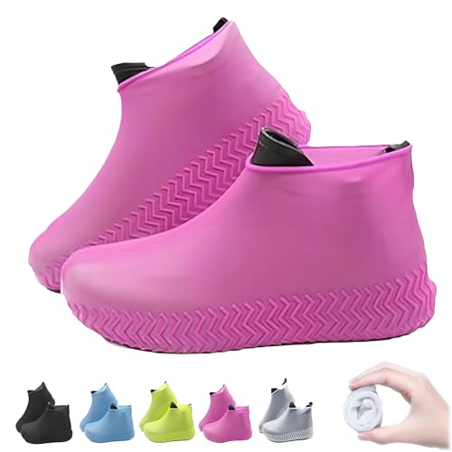 YODAOLI Anti-Slip Waterproof Shoe Covers, Waterproof Rain Shoe Covers, Anti Slip Waterproof Shoe Covers for Rain Men Women (Pink,L) von YODAOLI