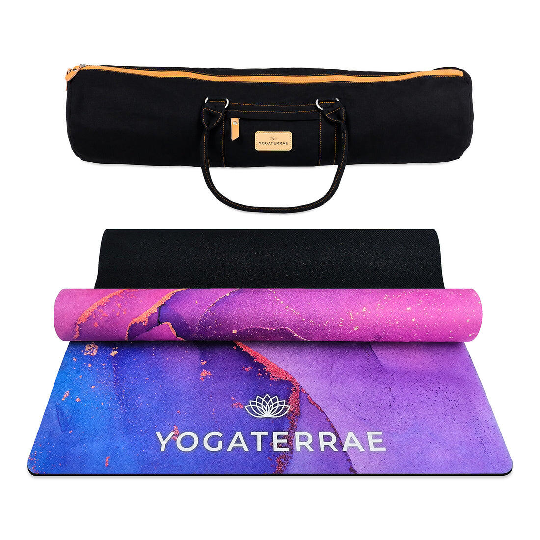 Rutschfeste Yogamatte SAMADHI Reise Mikrofaser-Naturkautschuk + Tasche von YOGATERRAE