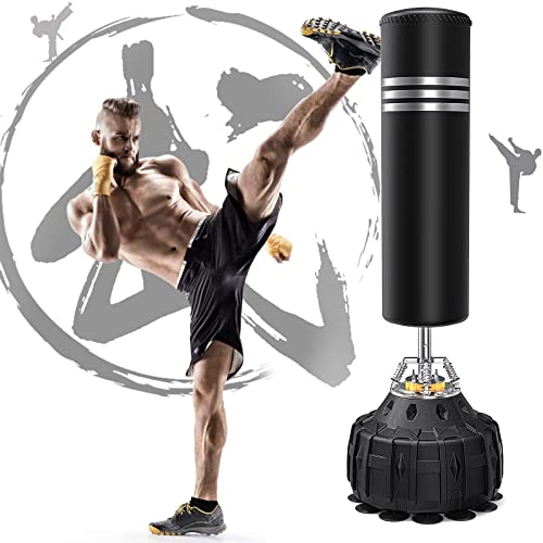YOLEO Boxsack Standboxsäcke Trainingsgeräte Erwachsene Freistehender Standboxsack Boxing Trainer Heavy Duty Punchingsäcke (Schwarz-178cm) von YOLEO