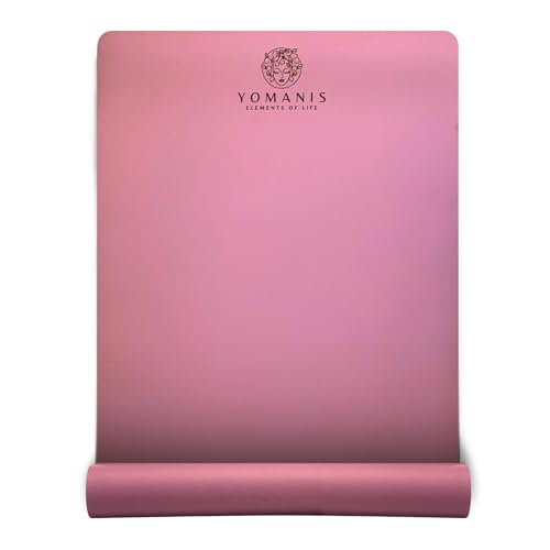 YOMANIS Kautschuk & PU Yogamatte | 185 x 68 cm x 4 mm | Yoga matte, Fitnessmatte, Sportmatte, Gymnastikmatte rutschfest extra breit | 2in1 YogaGurt von YOMANIS