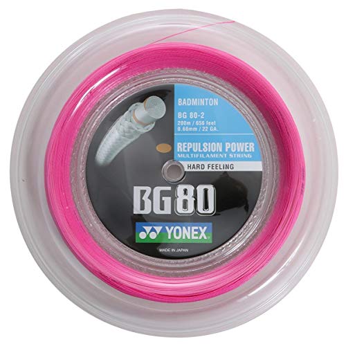 YONEX BG 80-200m Rolle Pink - Badmintonsaite, Badmintonstring von YONEX