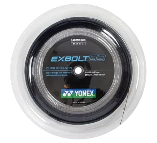 YONEX Exbolt 63 Badminton-Saiten, 200 m, 0,63 mm, Schwarz von YONEX