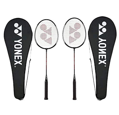 YONEX GR 303 Badminton Schläger 2018 Professionelle Anfänger Praxis Schläger mit Face Cover Edelstahl Schaft – 2 Stück, Unisex, schwarz, Pack of 2 YONEX GR 303 Badminton Schläger 2018 Professionelle Anfänger Praxis Schläger mit Face Cover Edelstahl Schaft – 2 Stück, Unisex, schwarz, Pack of 2 von YONEX