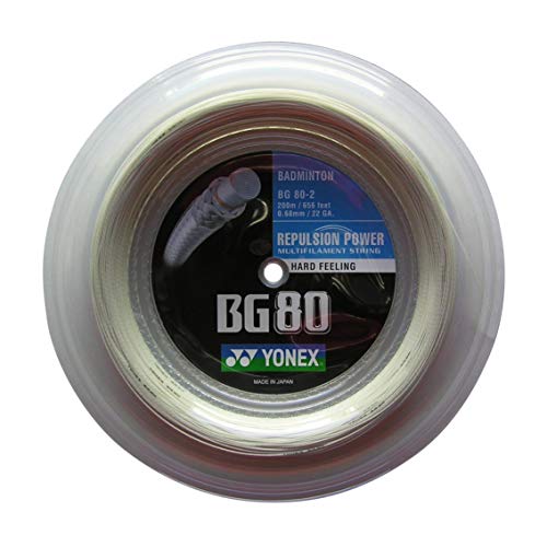 YONEX BG80 Badminton String - 200m Reel, Color- White von YONEX