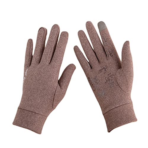 YOPOIY Thermohandz Winterhandschuhe für Herren und Damen, Thermo-Handschuhe mit empfindlichem Touchscreen, rutschfest, Laufhandschuhe, Radfahren, Braun, Einheitsgröße von YOPOIY