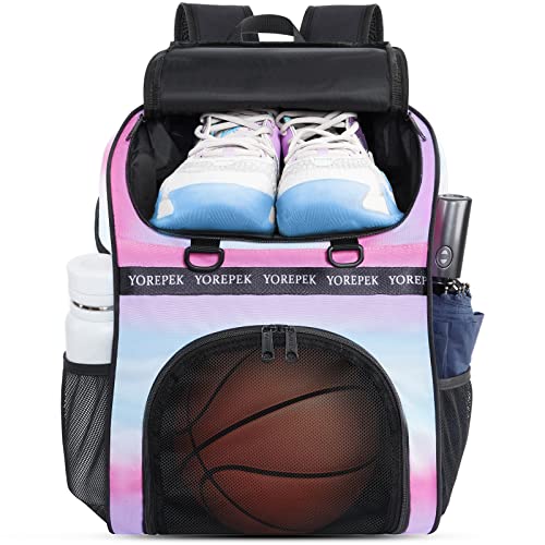 YOREPEK Basketballtasche, großer Basketball-Rucksack mit Schuhfach und Ballhalter für Tochter und Sohn, Wasserabweisende Fußballtasche für Sport-Trainingsgeräte, passend für Volleyball, Fußball, von YOREPEK