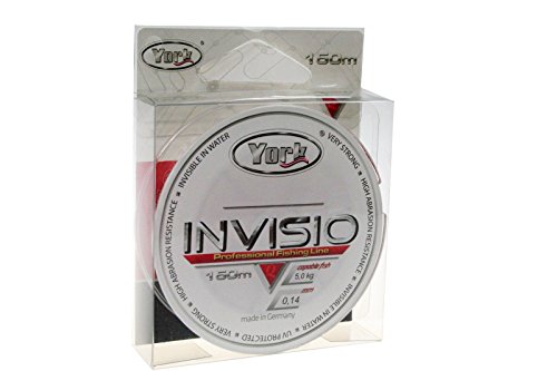 YORK Invisio Angelschnur 150m Spule 0,14mm-0,40mm Monofile Schnur Fluorocarbon beschichtet (0,02€/m) (0,14mm/5kg) von YORK Invisio