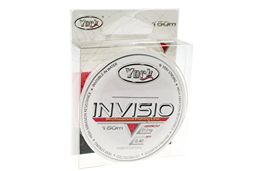 YORK Invisio Angelschnur 150m Spule 0,14mm-0,40mm Monofile Schnur Fluorocarbon beschichtet (0,02€/m) (0,40mm/27kg) von YORK Invisio