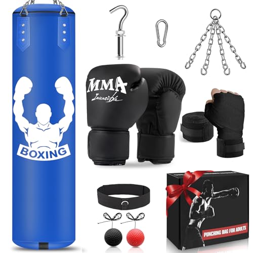 YORWHIN Boxsack Hängend für Erwachsene, 120cm Schwerer Boxsack, Boxtraining Ausrüstung mit Ungefüllten Boxing Bag, Reflex Ball, Boxhandschuhe, Boxbandagen, Boxset für MMA Karate Kickboxen Muay Thai YORWHIN Boxsack Hängend für Erwachsene, 120cm Schwerer Boxsack, Boxtraining Ausrüstung mit Ungefüllten Boxing Bag, Reflex Ball, Boxhandschuhe, Boxbandagen, Boxset für MMA Karate Kickboxen Muay Thai von YORWHIN