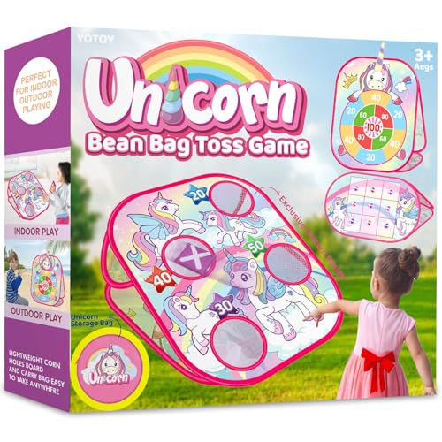 YOTOY Einhorn Wurfspiel Dartscheibe für Kinder Tier Dartspiel mit Dartscheibe Wurfspiel Suchspiel Dart Brettspiele Cornhole Geschenk für 3-8 Jahre Mädchen Junge Spielzeug von YOTOY