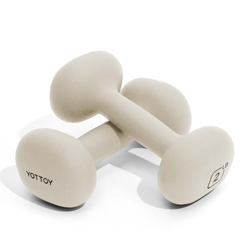 YOTTOY Gewichte Hantel-Set für Frauen, 0,9–6,8 kg Hanteln, 2er-Set, rutschfeste Handgewichte für Heimtraining, tragbare Krafttraining, Neoprenhanteln (Weiß, 0,9 kg-Paar) von YOTTOY