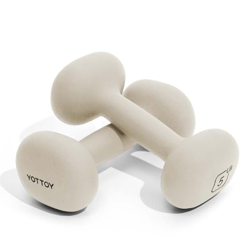 YOTTOY Gewichte Hantel-Set für Frauen, 0,9–6,8 kg Hanteln, 2er-Set, rutschfeste Handgewichte für Heimtraining, tragbare Krafttraining, Neoprenhanteln (Weiß, 2,3 kg-Paar) von YOTTOY