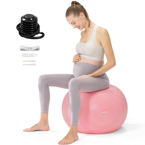 YOTTOY Schwangerschafts-Ball, 1,8 mm dicker Yoga-Ball für pränatale Übungen und Arbeitsvorbereitung, inklusive Pumpe von YOTTOY