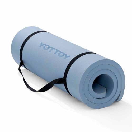 YOTTOY Yogamatte, extra dicke Yogamatte, 2,5 cm, professionelle TPE-Übungsmatte, rutschfeste Trainingsmatte für Yoga, Pilates, Fitness, Barfußtraining, Heim-Fitness-Studio mit Gurt von YOTTOY
