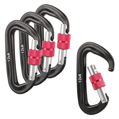 5 Stück Karabinerhaken Klein 12KN Karabiner Klettern Schraubkarabiner Schlüsselanhänger 1200KG Belastbarkeit Sicherheitskarabiner Kletterkarabiner Clips Aluminium 7075 für Schlüsselbund, Camping von YOUNTHYE