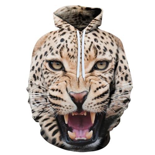 YOUOUSI Animal Print Leopard Leopard Print Mode Hoodie Neuheit 3D Druck Männer Frauen Streetwear Sweatshirt Langarm Jacke von YOUOUSI