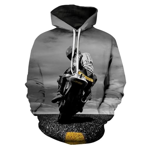 YOUOUSI Cooler Motorrad-Racer 3D-Gedruckter Kapuzenpullover, Cooler Herren-Pullover, Frühlings- und Herbst-Pullover mit Kapuze, Sport- und Freizeitkleidung von YOUOUSI