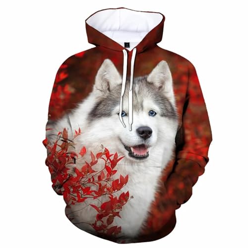 YOUOUSI Tier Haustier Hund Blätter Hoodie 3D Gedruckt Sweatshirt Unisex Mit Kapuze Übergroße Hoodie Kinder Pullover von YOUOUSI