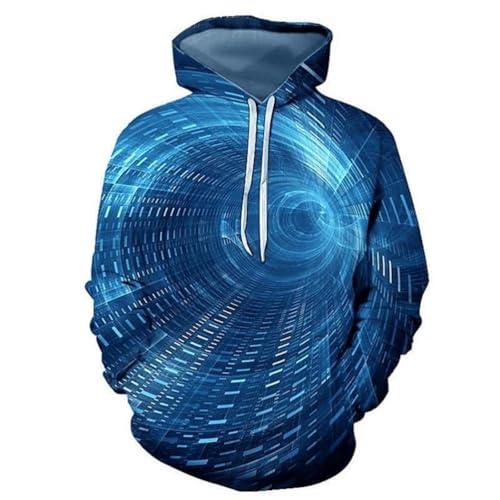 YOUOUSI Wirbelblauer Raum-Zeit-Tunnel 3D-Gedruckter Mode-Hoodie für Männer und Frauen im Harajuku-Stil Sweatshirt-Pullover Freizeitjacke mit Kapuze von YOUOUSI